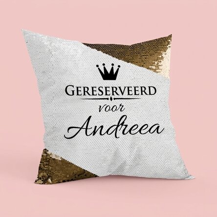 Gepersonaliseerd kussen - gereserveerd voor... - Gouden pailletten