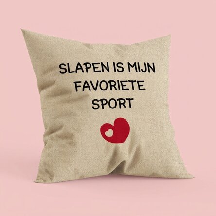 Gepersonaliseerd kussen met tekst - Favoriete sport - In