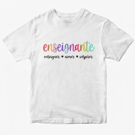 T-shirt en coton personnalisé avec le texte « Teach, love, inspire »