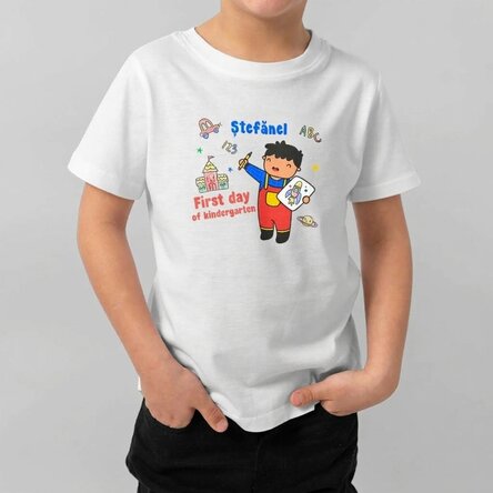 Katoenen T-shirt voor kinderen, gepersonaliseerd met tekst - Little boy