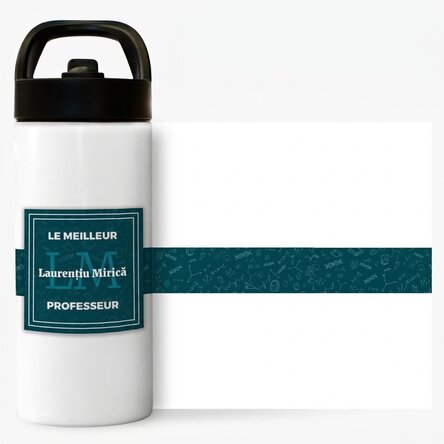 Thermos avec poignée et paille, personnalisé avec un prénom et des initiales - Le meilleur professeu