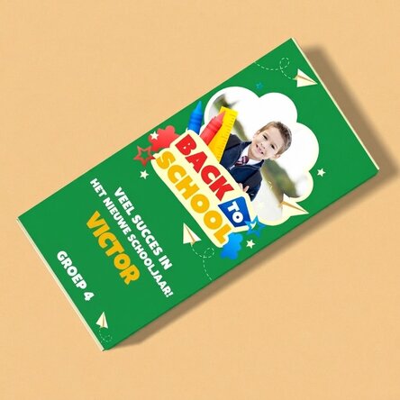 Chocolade met een persoonlijke boodschap en foto - Terug naar school