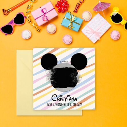 Gepersonaliseerde kraskaart met boodschap - Mouse ears
