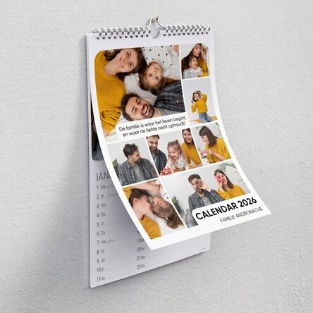 Gepersonaliseerde kalender met foto's en een boodschap
