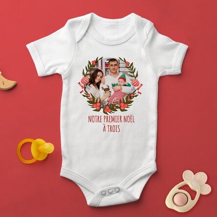 Body pour bébé personnalisé avec photo et texte - Premier Noël