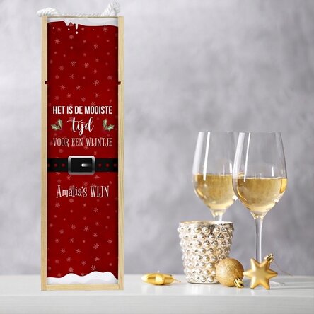Gepersonaliseerde wijnverpakking met kersttekst - Most wonderful time