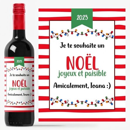 Vin personnalisé avec message - Esprit de Noël