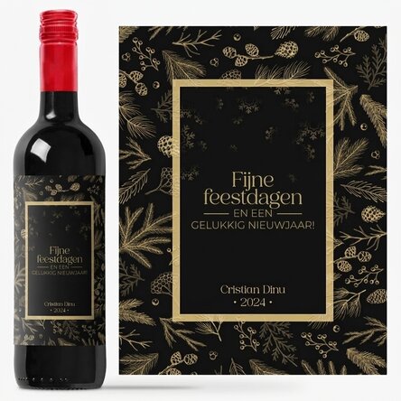 Wijn met gepersonaliseerde boodschap - Elegant Christmas