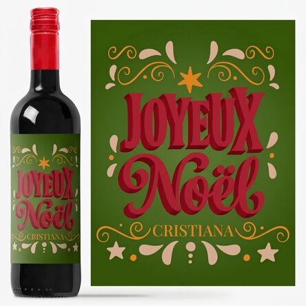 Vin personnalisé avec un message - Joyeux Noël