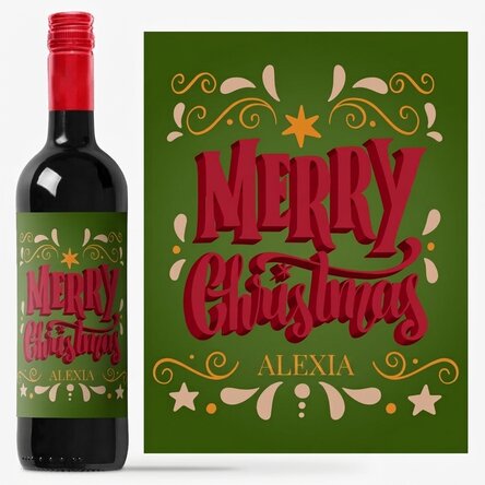 Wijn met gepersonaliseerde boodschap - Merry Christmas