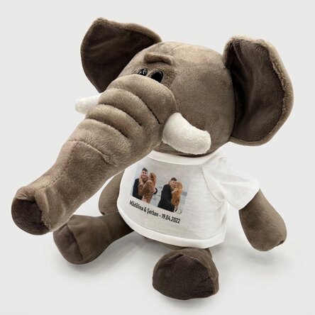 Gepersonaliseerde olifant met twee foto’s en tekst