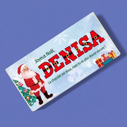 Chocolat personnalisé avec un prénom et un message - De la part du Père Noël