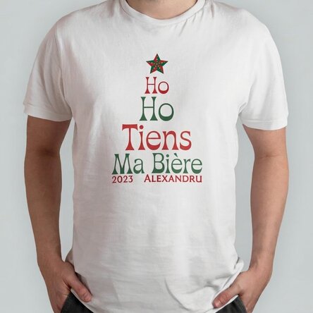 T-shirt en coton personnalisé avec le texte « Ho Ho Hold my beer »
