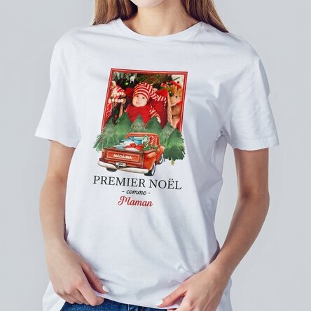 T-shirt en coton personnalisé avec photo et texte - La voiture des cadeaux