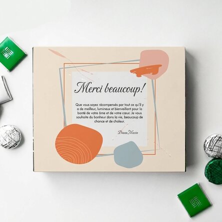 Boîte de bonbons personnalisée avec un message de remerciement