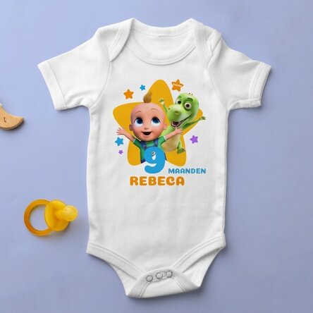 Jubileumbody voor kinderen, gepersonaliseerd met leeftijd en naam - TraLaLa
