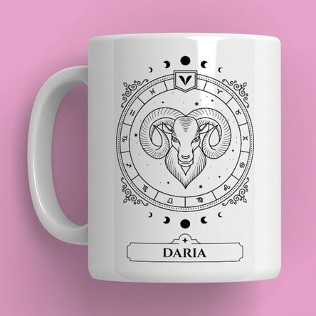 Tasse personnalisée avec prénom et signe du zodiaque - Bélier