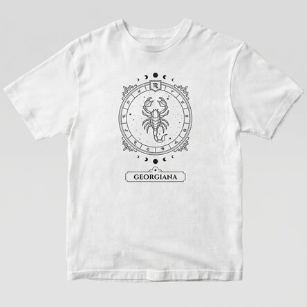 T-shirt en coton personnalisé avec prénom et signe du zodiaque - Scorpion