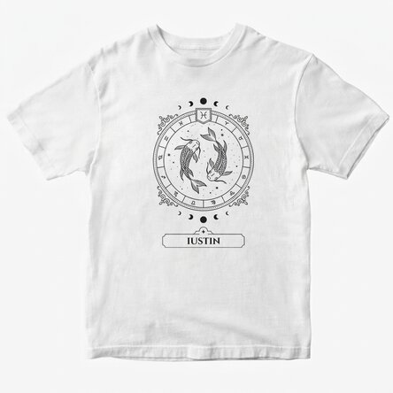 T-shirt en coton personnalisé avec prénom et signe du zodiaque - Poissons