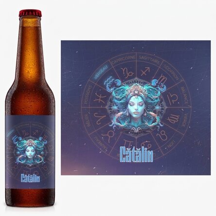 Bière personnalisée avec nom et signe du zodiaque - Verseau
