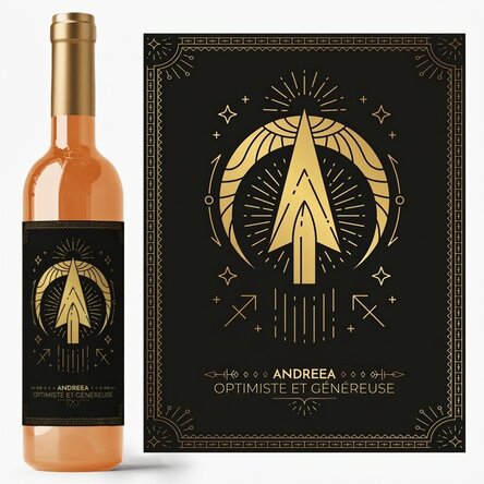 Vin personnalisé avec un message et un signe du zodiaque - Sagittaire