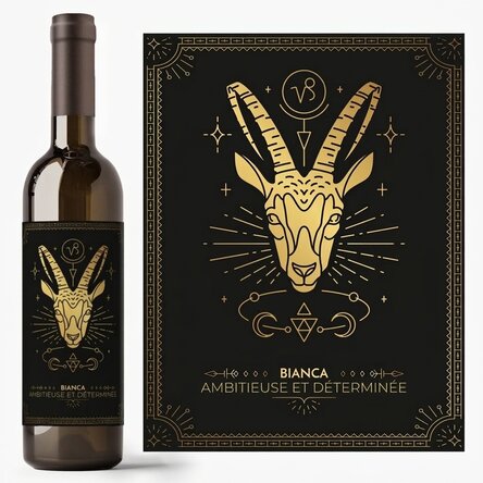 Vin personnalisé avec un message et un signe du zodiaque - Capricorne