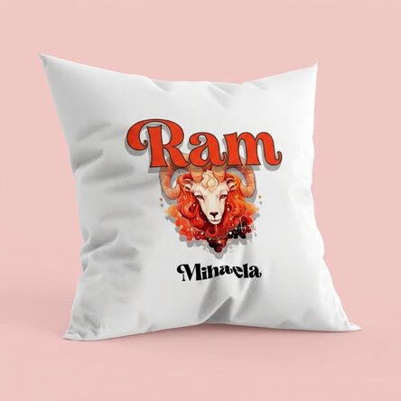 Gepersonaliseerd kussen met naam en sterrenbeeld - Ram