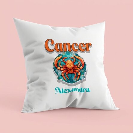 Coussin personnalisé avec prénom et signe du zodiaque - Cancer