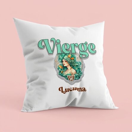 Coussin personnalisé avec prénom et signe du zodiaque - Vierge