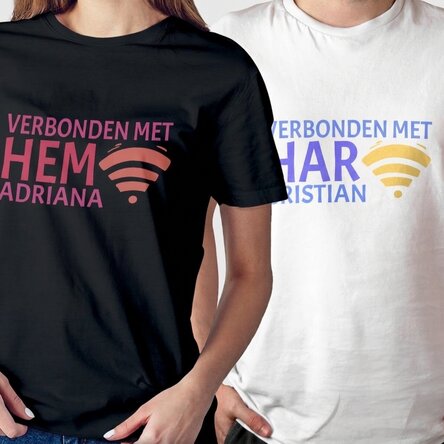 Katoenen T-shirt met gepersonaliseerde tekst - Connected to