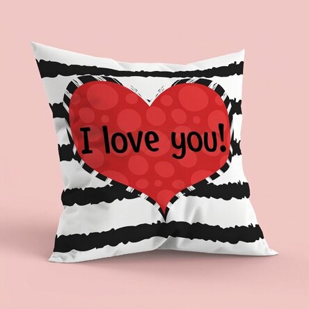 Gepersonaliseerd kussen met tekst, groot formaat - Doodle heart