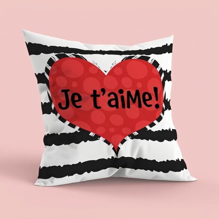 Coussin personnalisé avec inscription, grand format - Doodle heart
