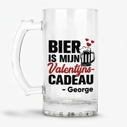 Gepersonaliseerde bierpul met tekst - Beer is my Valentine