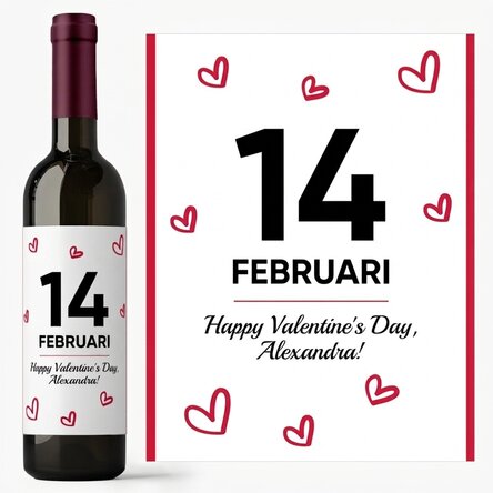 Wijn met gepersonaliseerde tekst - Hearts
