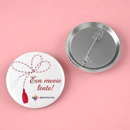Gepersonaliseerde button met logo en tekst