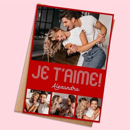 Carte personnalisée avec 4 photos et un texte - Modern love