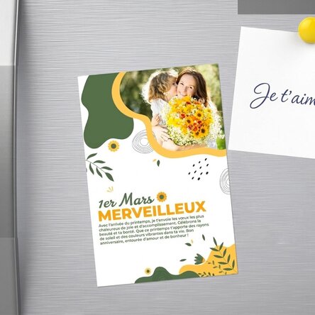 Aimant 10 x 15 personnalisé avec photo et texte - Hello spring