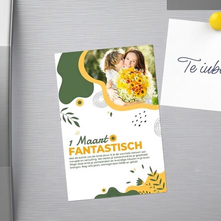Gepersonaliseerde magneet van 10 x 15 met foto en tekst - Hello spring