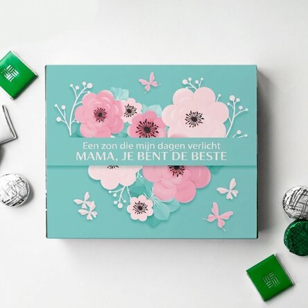 Gepersonaliseerde bonbonnière met tekst - Flower heart