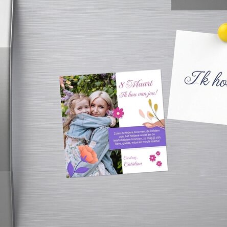 Gepersonaliseerde magneet van 10x10 met foto en tekst - Joyful