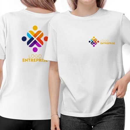 T-shirt en coton personnalisé avec logo sur le devant et au dos