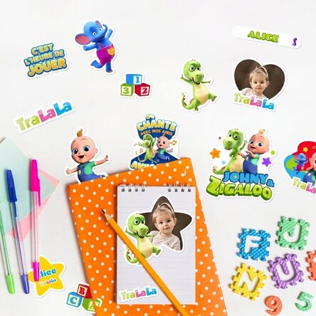Lot d'autocollants (étiquettes adhésives) personnalisés avec du texte et des photos - TraLaLa