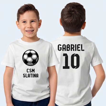 Katoenen T-shirt voor kinderen, aan beide kanten bedrukt met tekst - Voetbal