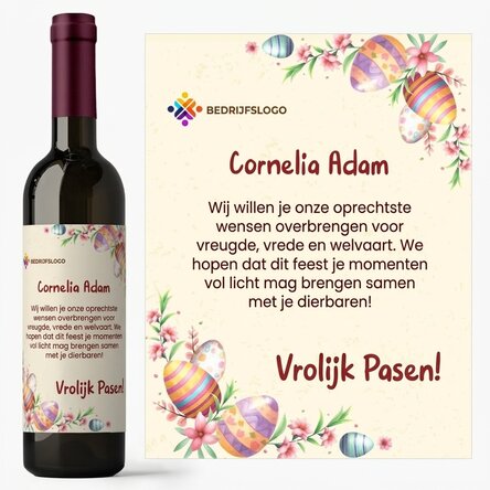 Wijn met eigen logo en boodschap - Paaseieren