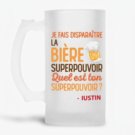 Chope à bière personnalisée avec un prénom - Superpower
