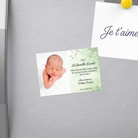 Aimant personnalisé de 10 x 7 cm avec une photo et un message - Souvenir de baptême
