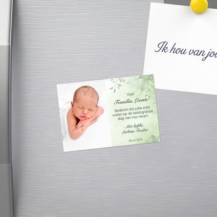 Gepersonaliseerde magneet van 10 x 7 cm met een foto en een boodschap – Doopherinnering