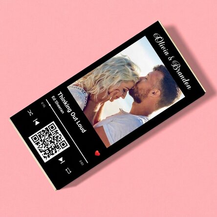 Chocolade met een foto, tekst en QR-code naar keuze - Ons liedje