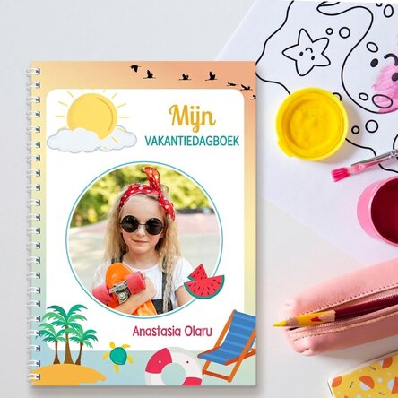 Gepersonaliseerd notitieboekje met een foto en tekst - Vakantiedagboek