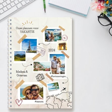 Gepersonaliseerd notitieboekje met 8 foto’s en tekst - Vakantieplannen